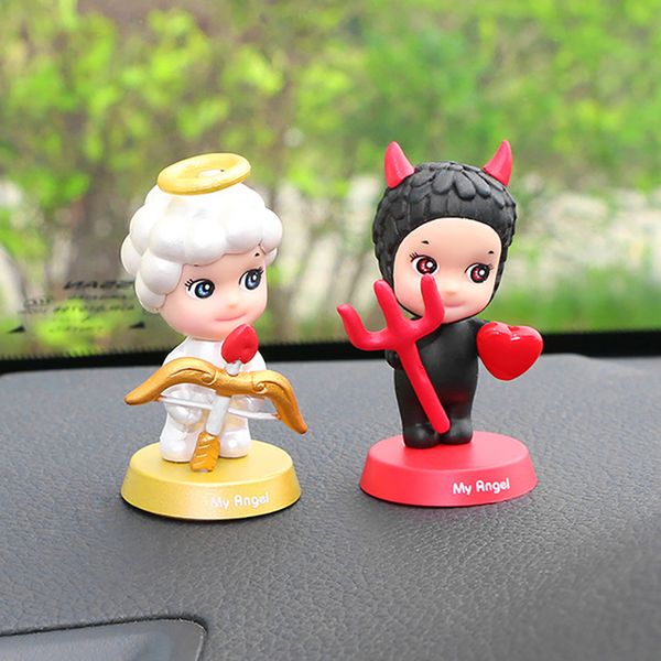 

car ornaments cartoon shaking head doll decoration car interior accessories new popular goods angel and demonic doll