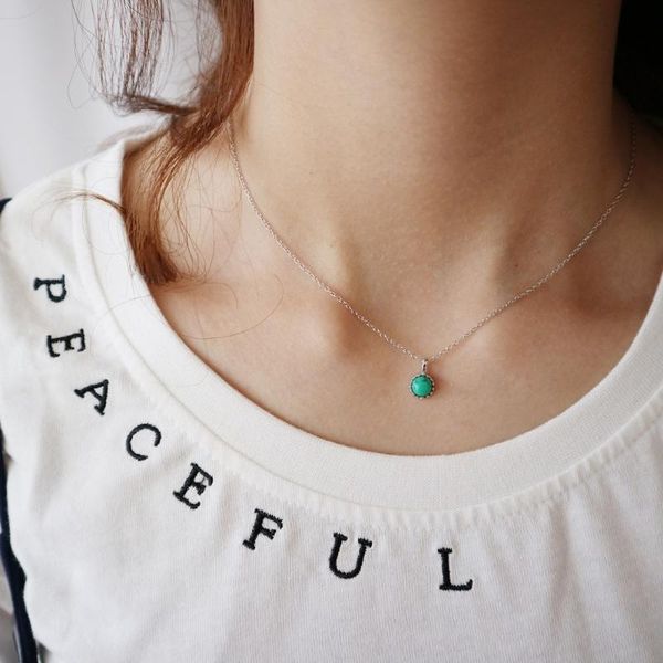 

2020 new fashion women necklace real 925 silver turquoise pendnat necklace for women elegant fine jewelry wedding gift