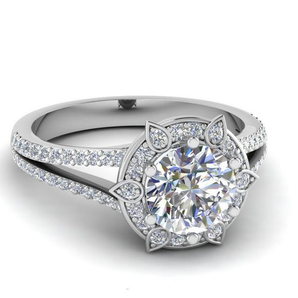 

luxury female round zircon wedding ring fashion promise engagement rings for women classic silver love finger ring, Slivery;golden
