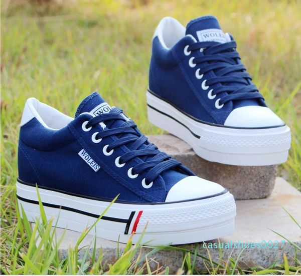 

autumn summer, 2019 women's vulcanized shoes, leisure pure-color laces, breathable women's canvas shoes, fashion women's shoe, Black