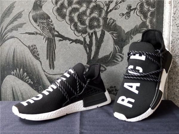 

2018 wholesale human race trail shoes men women pharrell williams yellow noble ink core black red white casual shoes sneakers big size 5-13