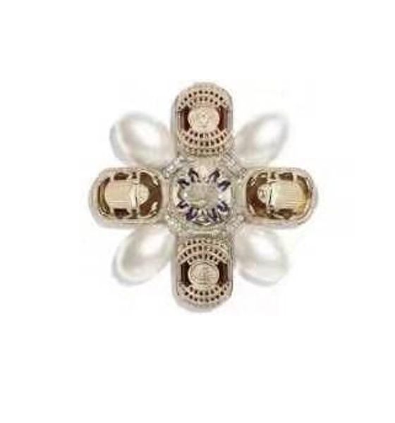 

fashion luxury women's female's ladies stamped pearl baroque palace brooches pins with box 6689, Gray