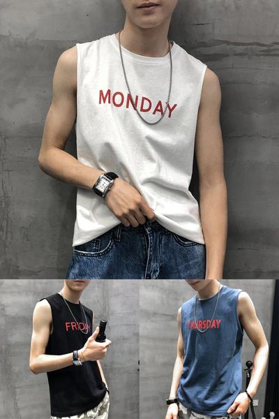 

men' tank 2019 casual gym solid streetwear social body building loose singlet debarder sleeveless male shirt tanks men, White;black