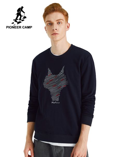 

pioneer camp mens interesting pattern sweatshirts hoodies long sleeve streetwear slim fashion gray hoodie men awy901268, Black