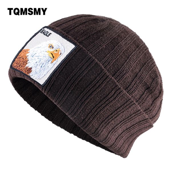 

tqmsmy fashion skullies beanie with eagle patch winter warm knitted hats for men women streetwear beanie gorras bonnet cap tbyt