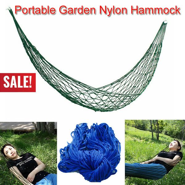 

portable garden hammock mesh net hanging rope travel camping outdoor swing bed