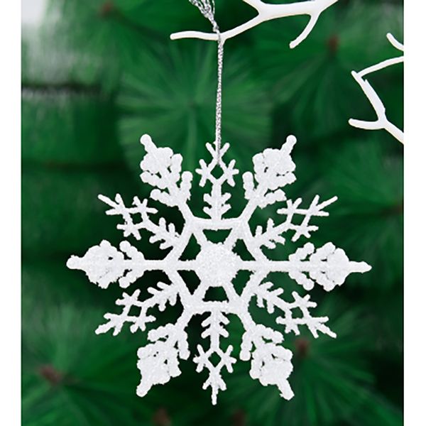 

3pc glitter snowflake christmas tree hanging decoration 2019 christmas home ornaments artificial white snow flake