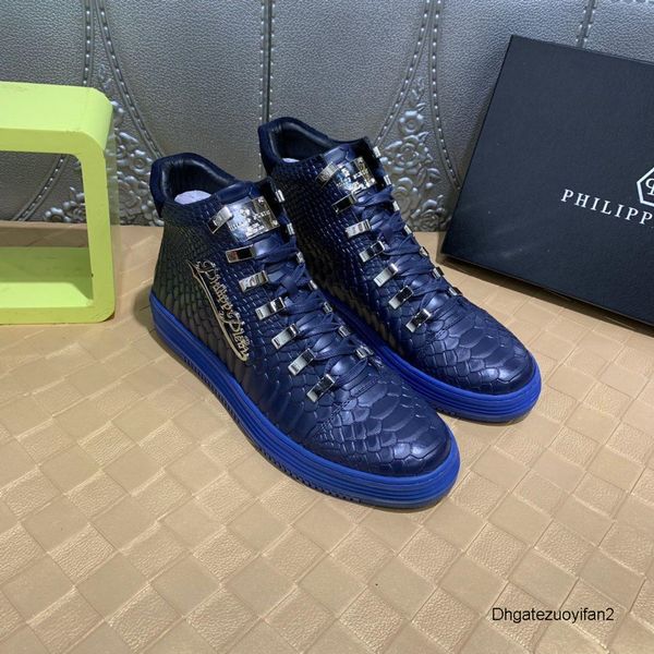 

metal spike comfort casual shoe men sport sneaker leather new man, Black;red