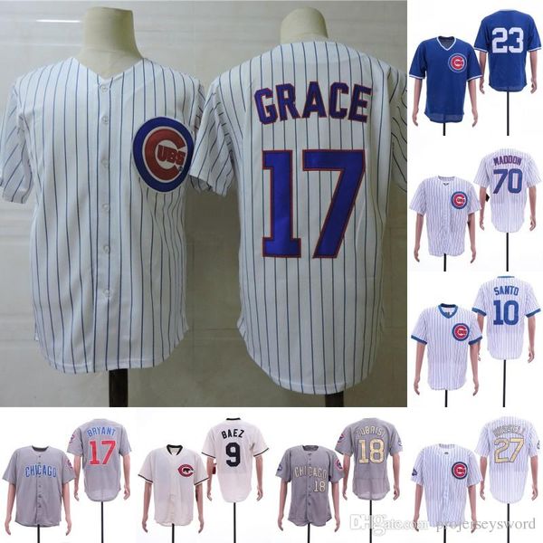 

#17 Mark Grace Cubs Jerseys Chicago David Ross Daniel Murphy Javier Baez Ron Santo Jason Heyward Ben Zobrist Kyle Schwarber Addison Russell
