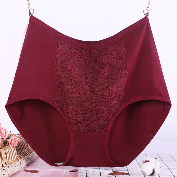 

xl~6xl seamless panties high waist cotton briefs for women lingerie lace underpants solid breathable underwear female intimates, Black;pink