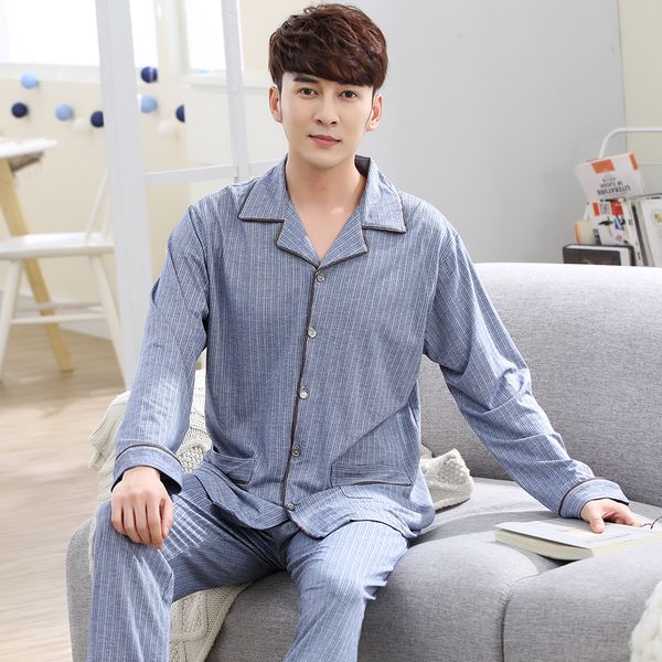 

2018 new arrived pajamas sets men long sleeve turn-down collar pijamas hombre spring autumn male casual tracksuit plus size 3xl, Black;brown