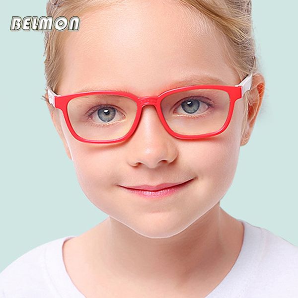 

belmon kids student eyeglasses spectacle frame children anti-blue rays light computer optical glasses for baby boys&girls f008, Black