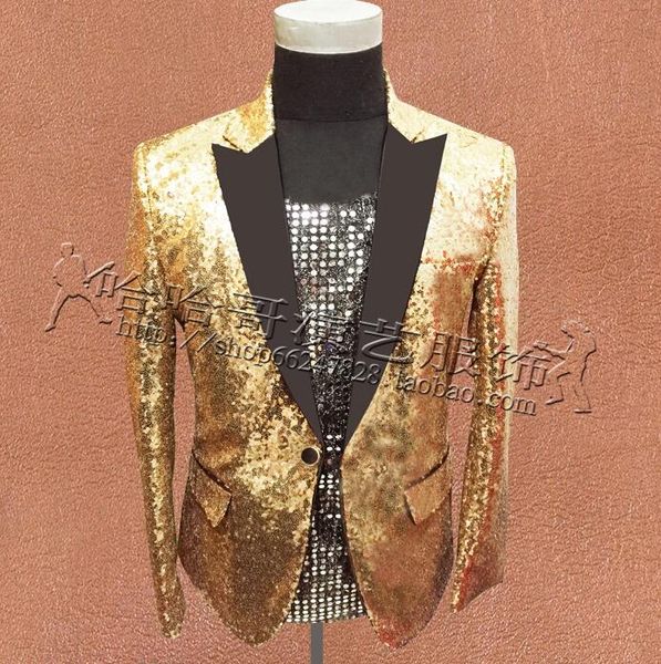 

gold sequins suits mens clothing personalized masculino homme stage costumes for singers jacket men blazer dance star style 3xl, White;black
