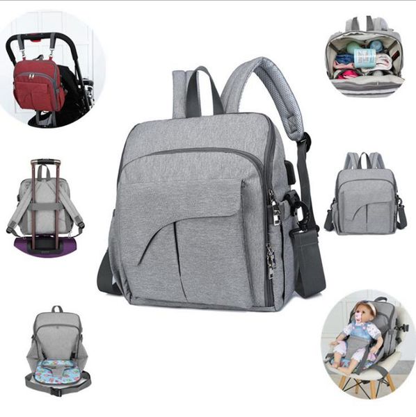 

diaper backpack bag multi function handbag with usb port dining seat chair nappy bags travel backpack baby stroller organizer 15pcs dw4795
