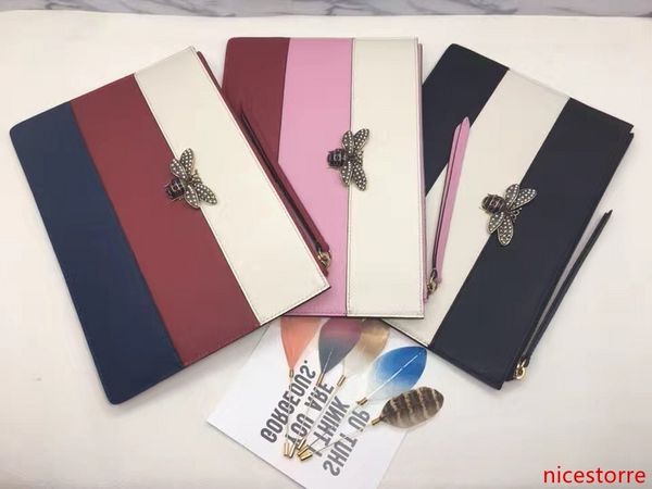 

2020 brand design letter embossing stripe large cluth bee buckle briefcase genuine leather 476077 handbag