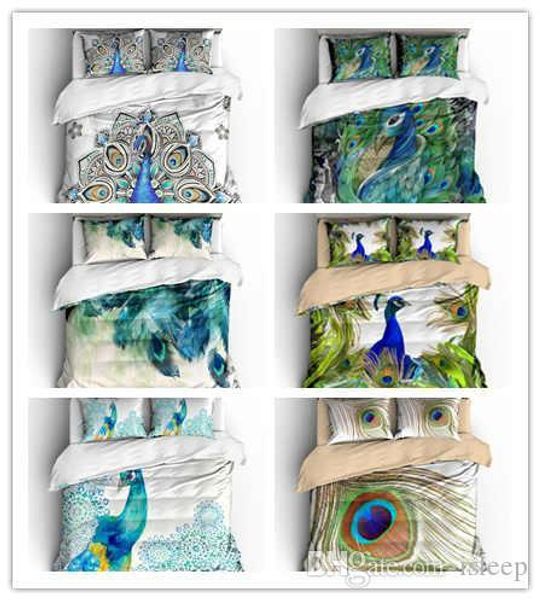 

3d printing peacock tail feather duvet cover 2 3 pcs with pillowcase