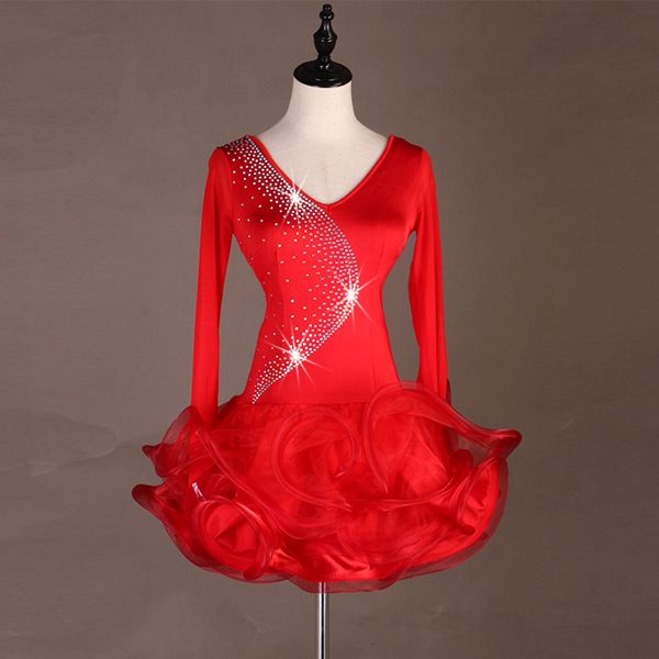

new latin dress women dress dance 2019 costume gitba three-step flamenco tango wear performance latin dance vdb543, Black;red