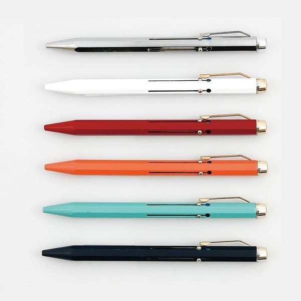 

japan hightide penco multi-function ballpoint pen 0.7mm metal 4 color ballpoint pen 1pcs, Blue;orange