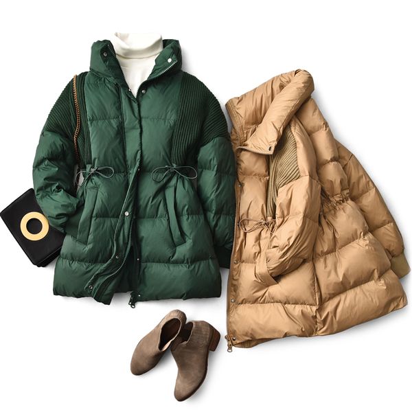 

women's down & parkas korean style 2021 winter jacket women stand collar solid black white female coat loose oversized womens short par