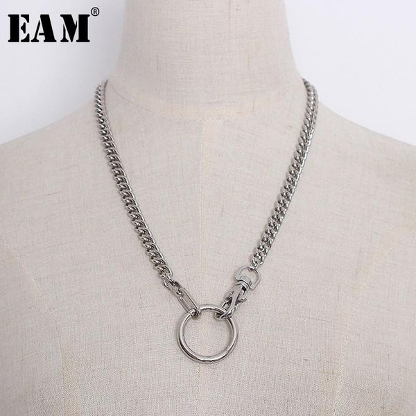 

eam] 2020 new summer spring circularity temperament all-match tide necklace women clavicular chain necklace fashion tide jg65, Silver