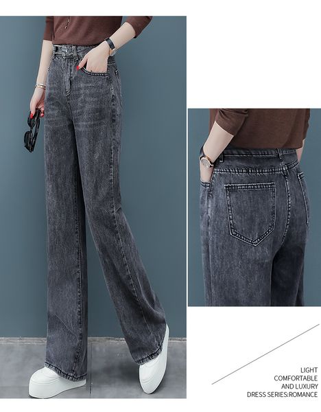 

серый новый высокий эластичный пояс тонкий falbala досуг рог длинные брюки, Blue