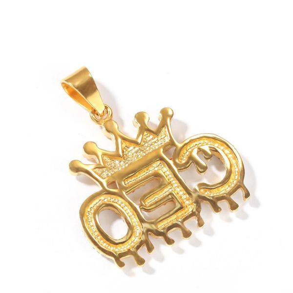 

fashion- luxury 18k gold plated bling diamond mens crown ceo letter pedant necklace iced out rhinestone hip hop jewelry gifts for boys, Silver