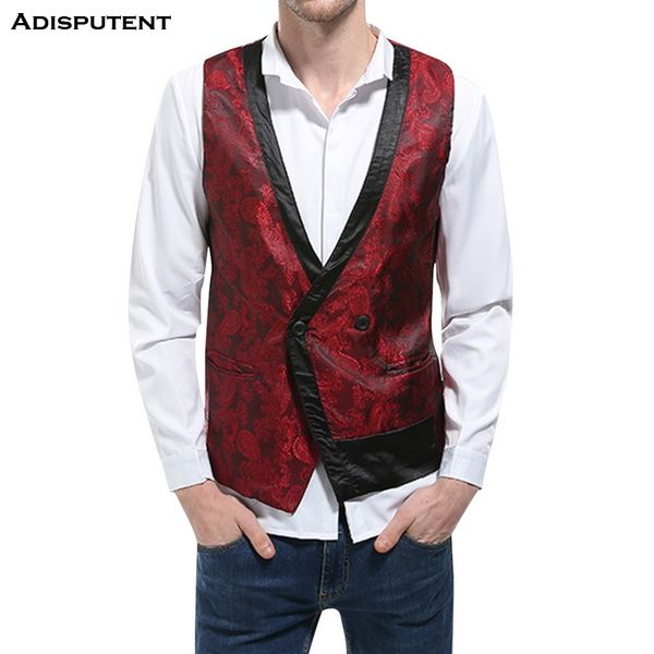 

men's vest double-breasted button style dark grain design fashion solid color adisputent ff, Black;white