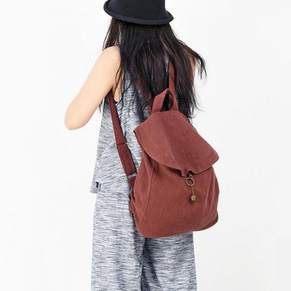 

johnature cotton linen vintage bagpack 2020 new simple large capacity women bag casual hasp solid color female travel backpack