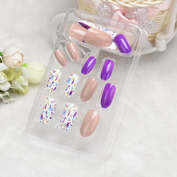 

24pcs french style nail art sticker slider decal transfer tip watermark manicure decoration full false artificial nail tips x#3, Black