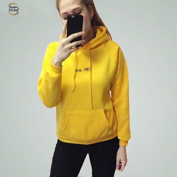 

oh yes letter harajuku casual coat two layers hat winter fleece pink pullover thick loose women hoodies sweatshirt female, Black