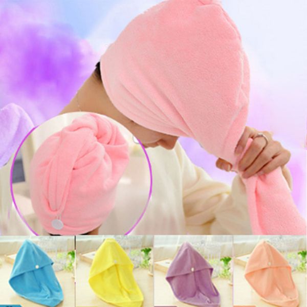 

towl time saving thickened practical spa shower water absorption drying hair cap wrap washable resuable turban microfiber towel