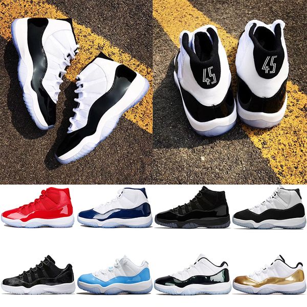 

Concord 45 Basketball Shoes 11 11s Men Women Cap and Gown UNC Gym Red Gamma Blue Bred Barons Sport Sneaker Size 5.5-13