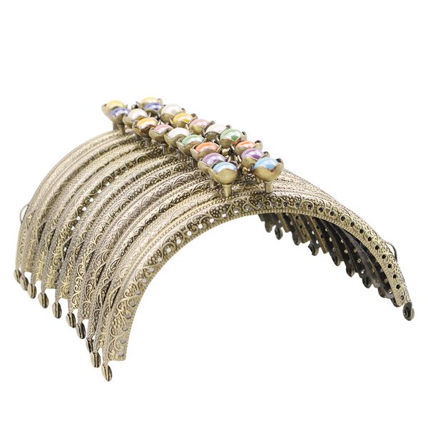 

haofa 10pcs 12.5cm bronze coin purse frame lotus head kiss clasp purse frame diy making new bag parts hardware, Black