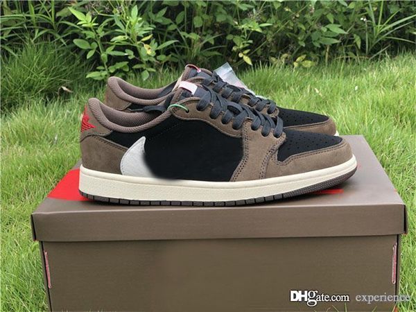 

2019 release authentic travis scott x 1s low og sp ts dark mocha 1 cactus jack black 3m red sail cq4277-001 man basketball shoes with box