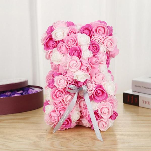 

valentines day gift 28*16*15cm rose teddy bear rose flower artificial decoration christmas gifts women valentines gift
