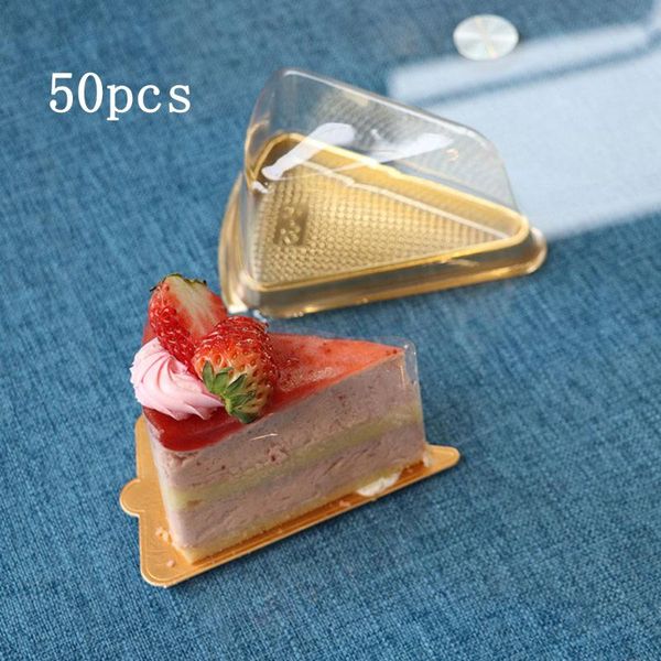 

50pcs disposable cake box plastic triangle round moon cake tray gift packaging box for wedding birthday baby shower party