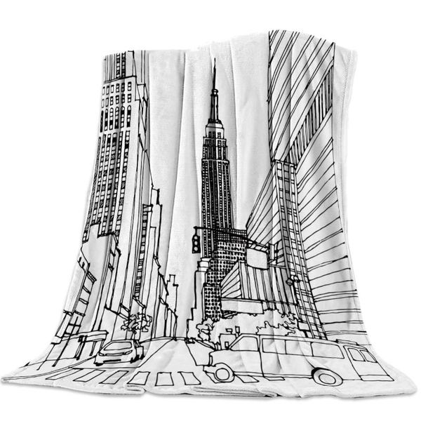 

street architecture city illustration throw blanket soft comfortable velvet plush blankets warm sofa bed sheets