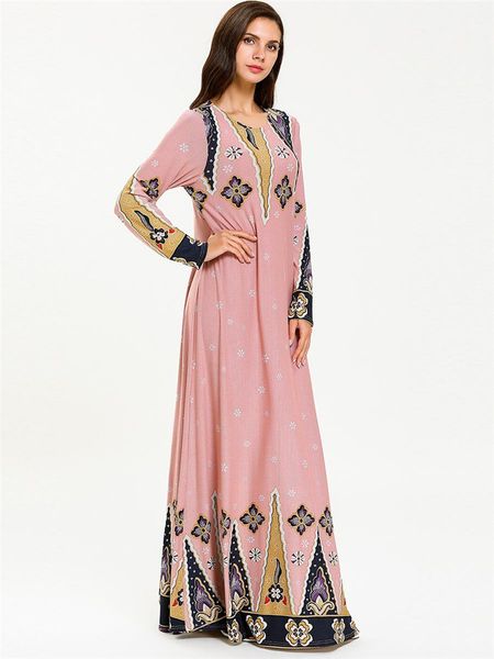

women abaya dubai moroccan turkish turkey muslim dress bangladesh kaftan print plus size pink islamic clothing long sleeve robe, Red
