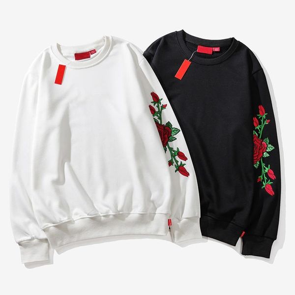 

мужские дизайнерские толстовки с цветочным роза вышивка роскошных кофт streetwear мужчина марк пуловеры hoodies толстовкой, Black