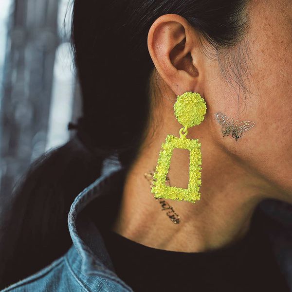 

big vintage earrings for women geometric earring exaggerated punk style candy color earrings 2019 fashion jewelry hipping, Silver