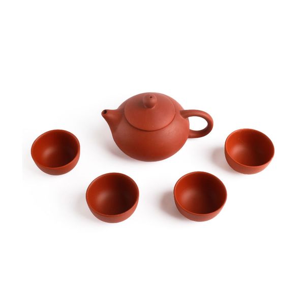 Conjunto de chá de argila roxa natural com 1 bule 4 xícaras de chá zisha areia chinesa kong fu uware autêntico presentes