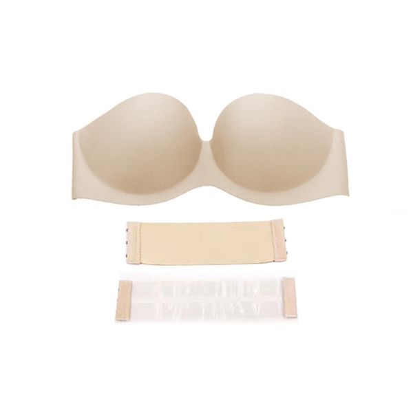 

summer strapless invisible bra thin seamless underwear thin tube wedding dress gathered non-slip beauty back wipe chest, Red;black