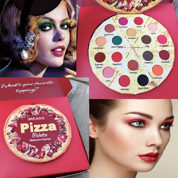 

imeago pizza eyeshadow palette 18 color glitter shimmer matte eyes makeup pigmented powder waterproof eye shadow beauty cosmetic