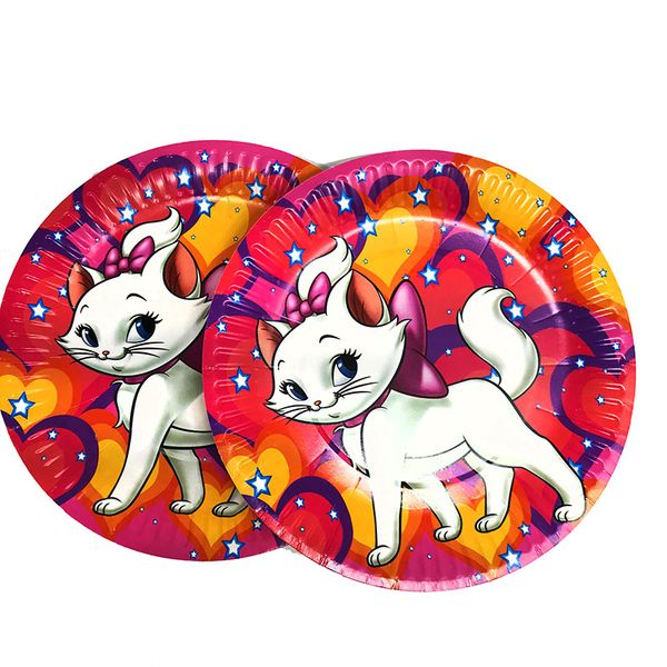 

10pcs/pack marie cat theme disposable plates baby shower birthday party decorations marie cat paper plates