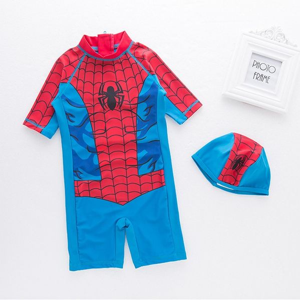 

2019 new arrival special spider style baby boy conjoined swimwear with swimming cap/beach sunscreen surfing swimsuit 3133, Black