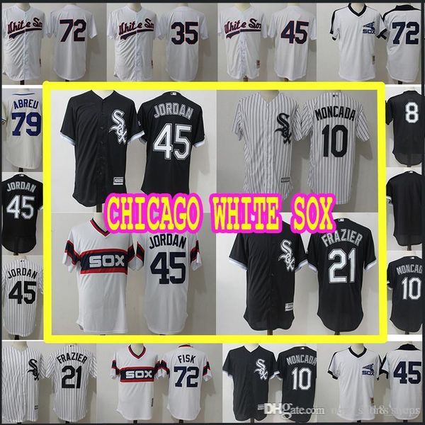

White sox jersey CHICAGO 45 10 Yoan Moncada 72 Carlton Fisk 21 Todd Frazier 35 Frank Thomas 79 Jose Abreu