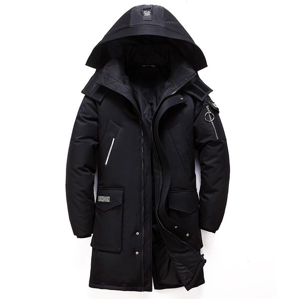 

2019 new winter men's down jacket fashion hooded men's thick warm snow youth men parka overcoat 9058, Black