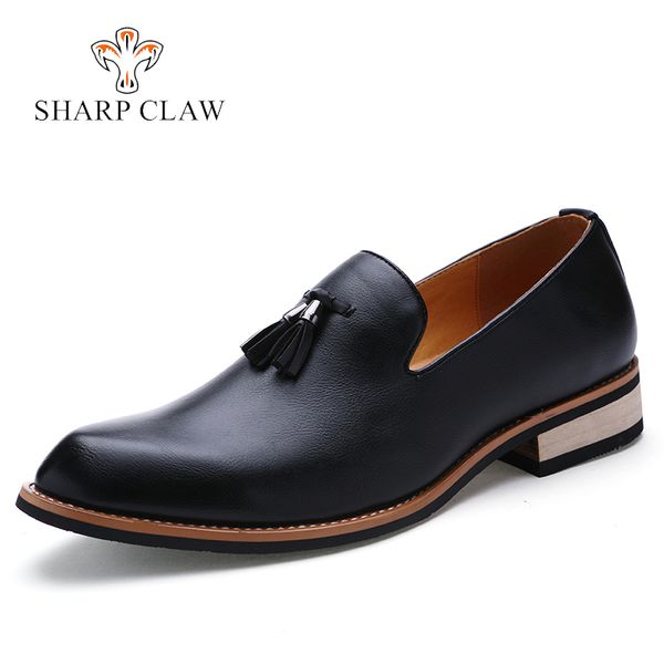 

sharcpclaw loafers men handmade pointed toe male shoes comfortable slip-on office formal shoes split leather sapatos masculinos, Black