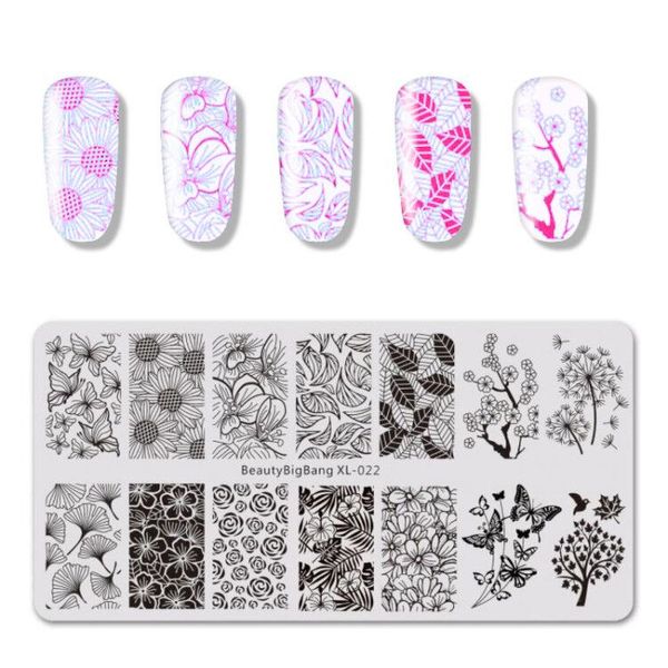 

nail stamping plates flower bird geometry spring series designs nail template stamp image manicure stamp plate diy tool, White