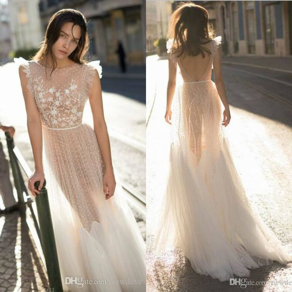 

лиз мартинес кружева свадебные платья backless пришивания свадебные платья сшитое see through sweep поезд свадебное платье платье de novia, White